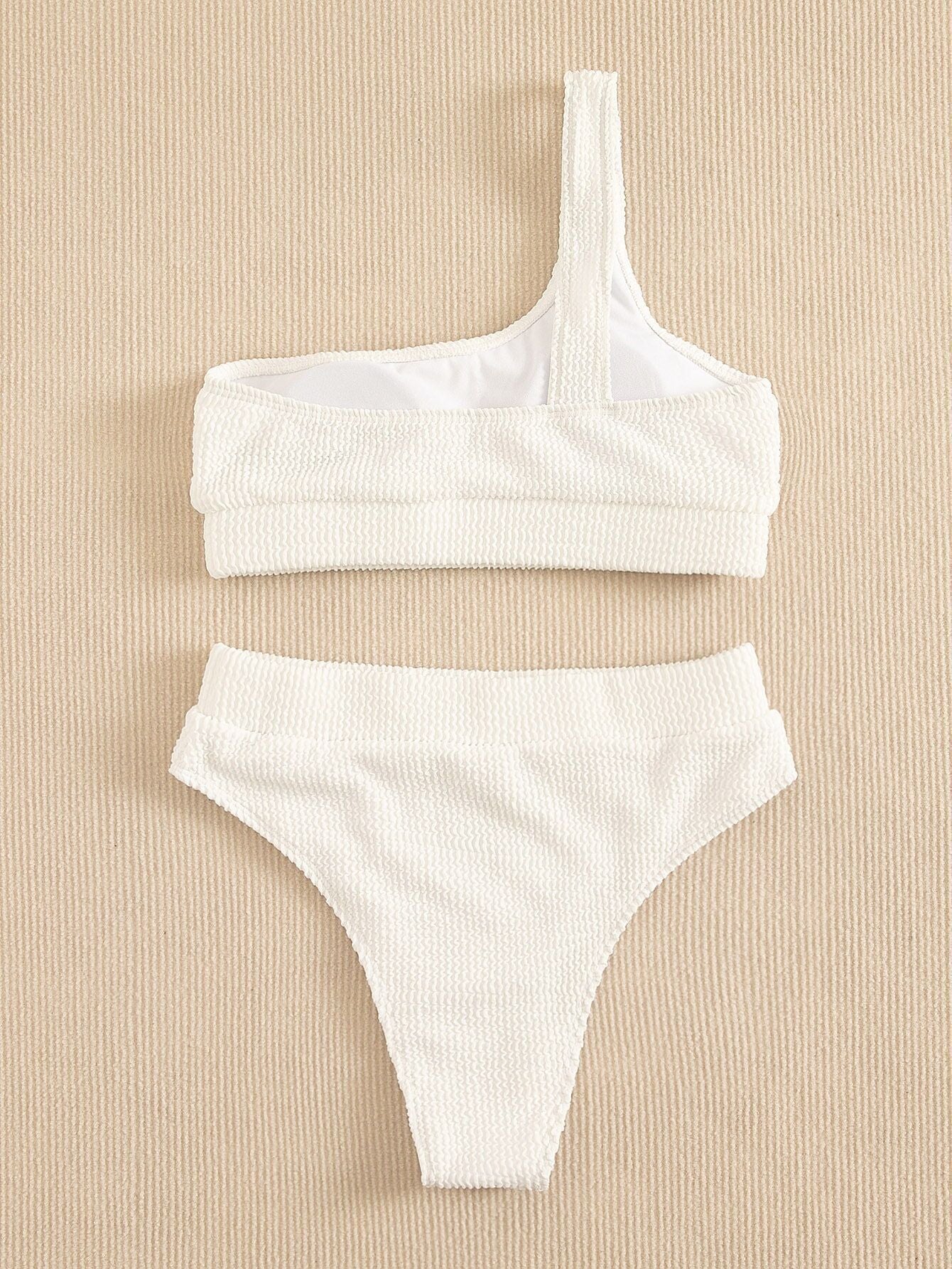 Sensual one-shoulder solid bikinis