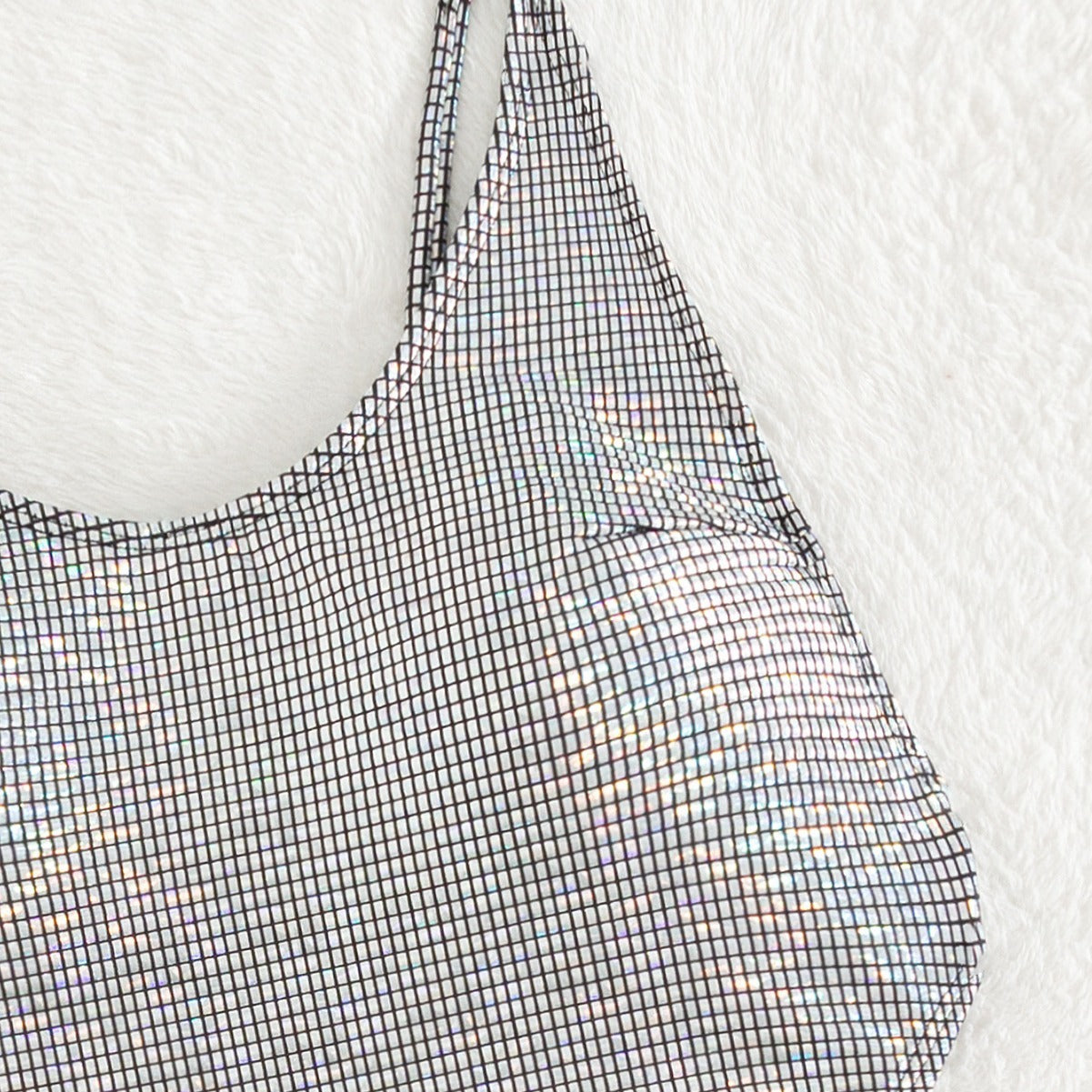 Daring glossy backless T-back bikinis