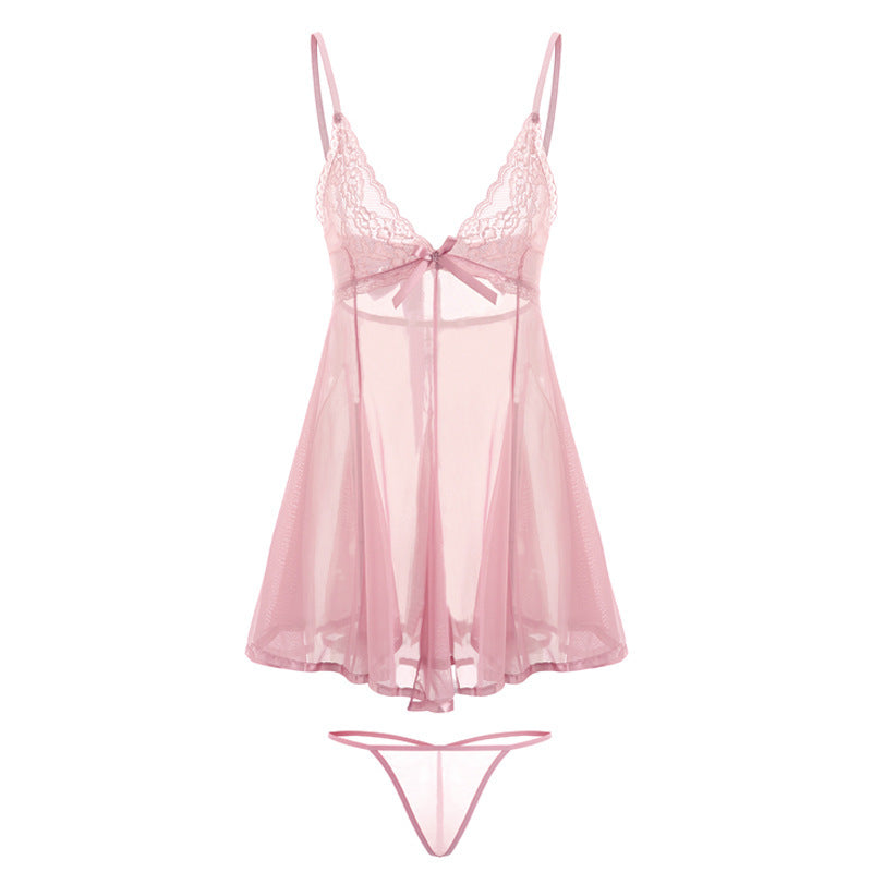 Bowknot back sexy thong nightdresses