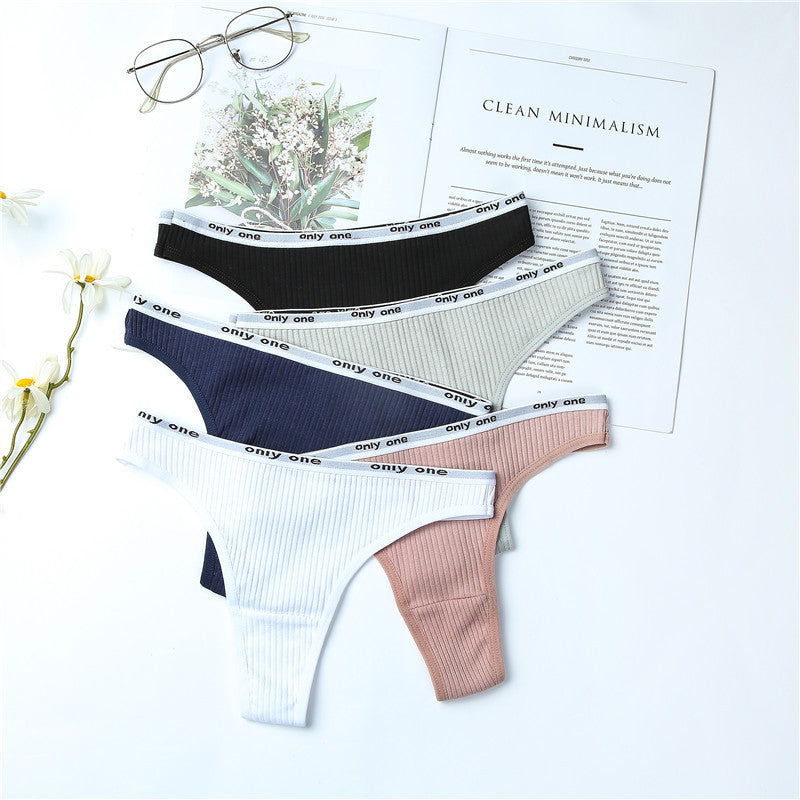 Soft threaded cotton thong panties
