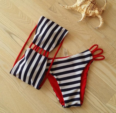 Printed split bikini sets