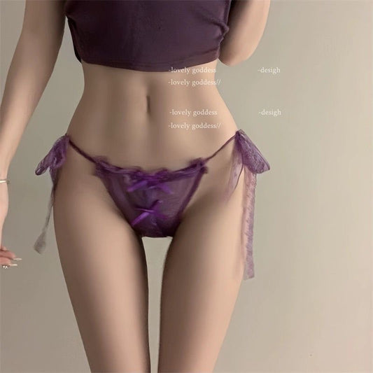 Sexy lacing lace low waist bow underwear