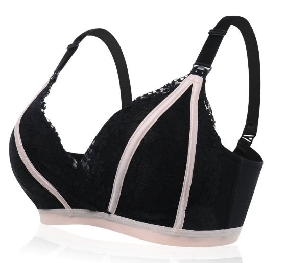 Lace button nursing bra