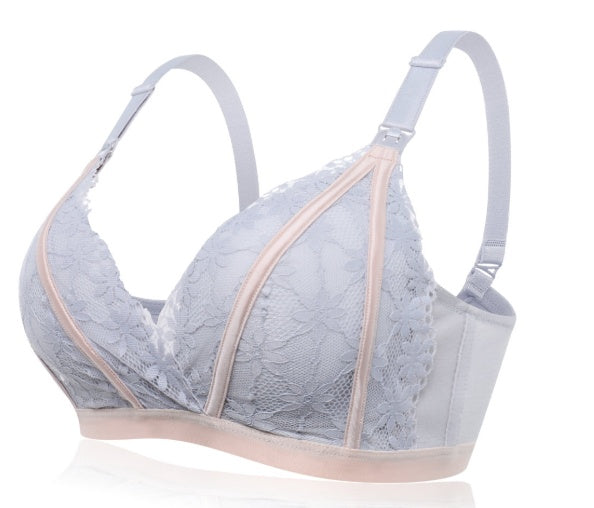 Lace button nursing bra