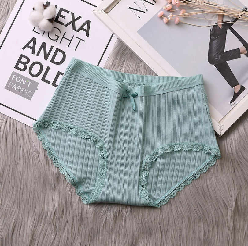 Mid-waist ribbed cotton underwear