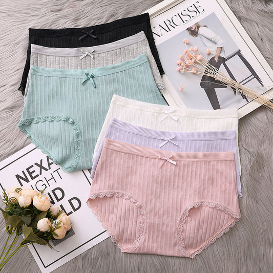Mid-waist ribbed cotton underwear