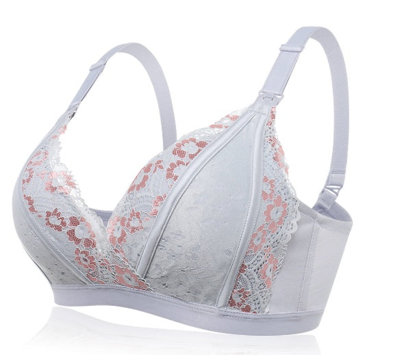 Lace button nursing bra