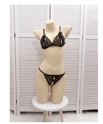 Alluring transparent lace hollow three-point bikinis