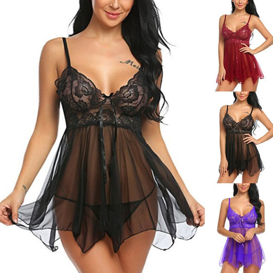 Sexy front slit nightdress lingerie