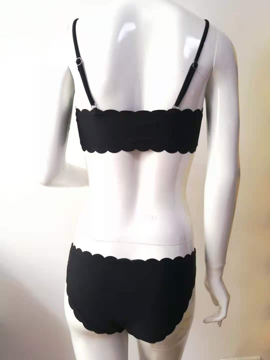 Sleek solid lace slimming split bikinis
