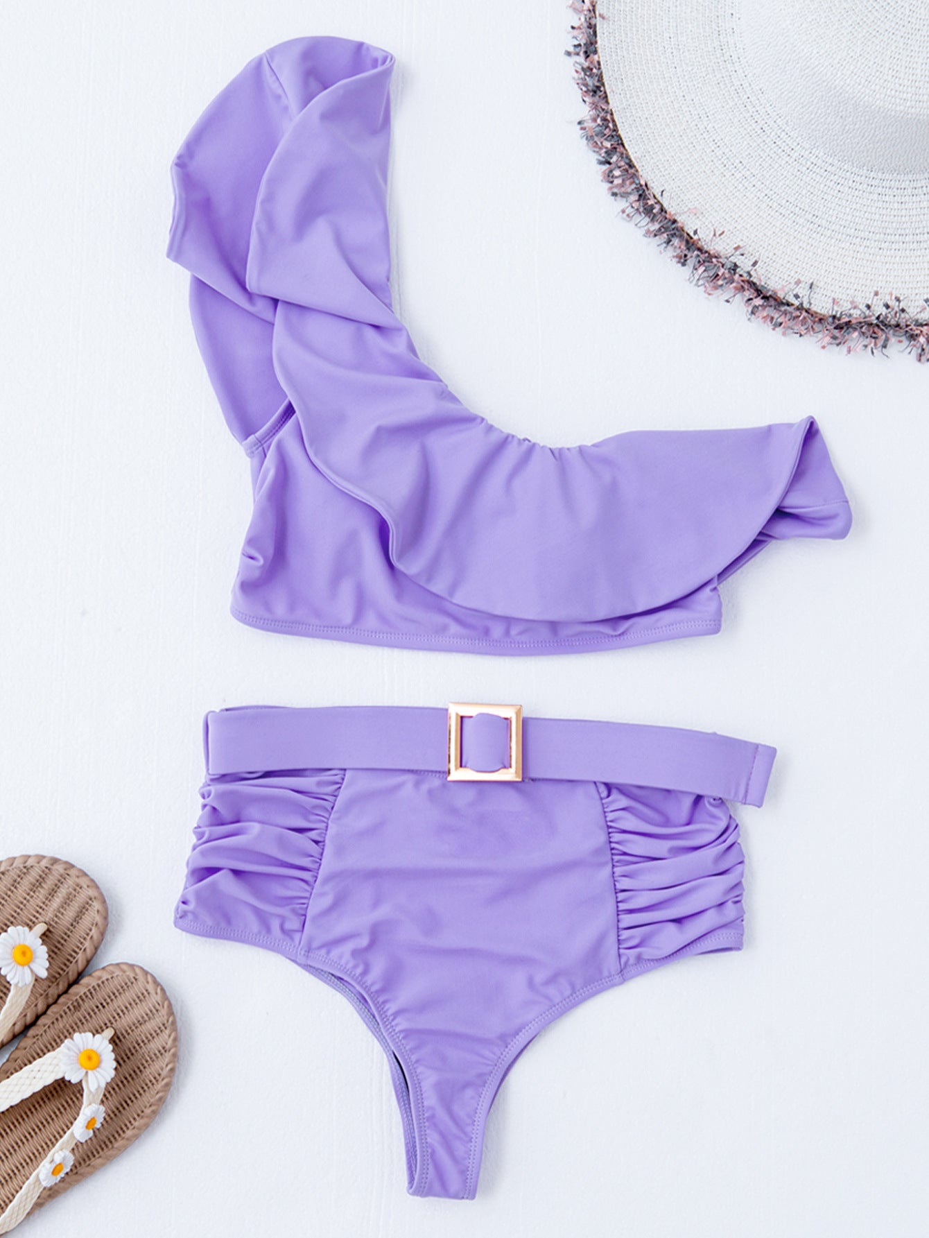 Elegant ruffled split bikinis