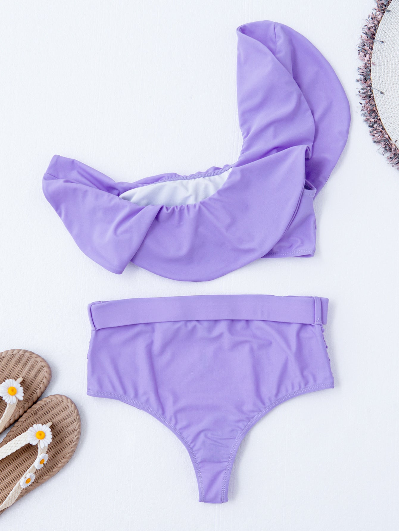 Elegant ruffled split bikinis