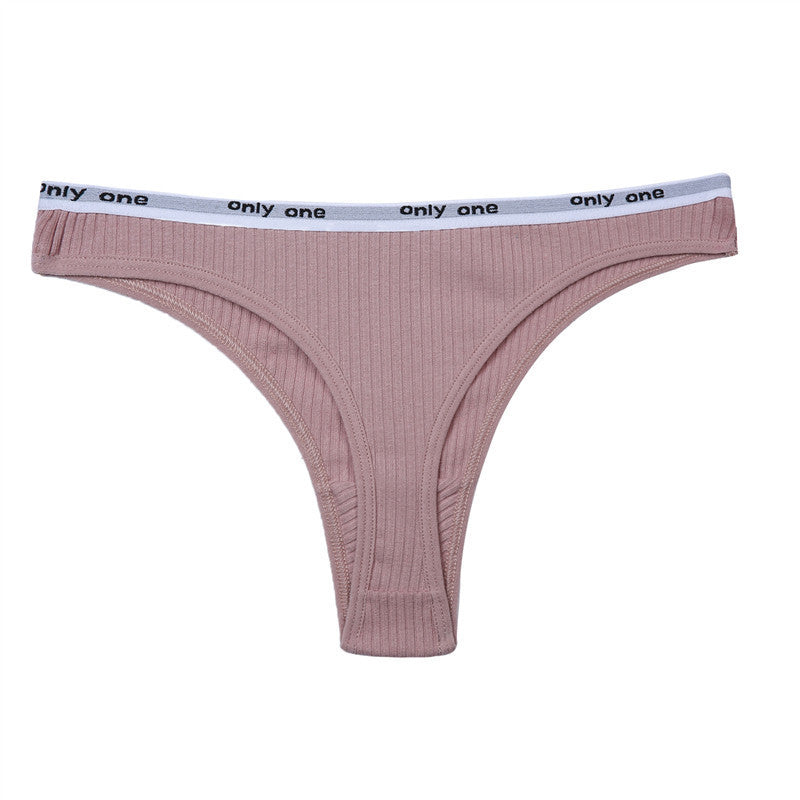 Soft threaded cotton thong panties