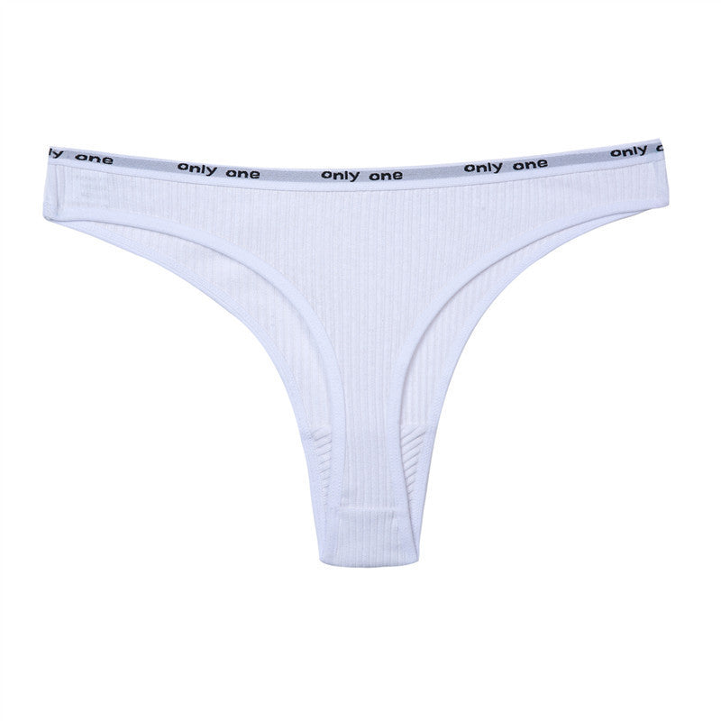 Soft threaded cotton thong panties