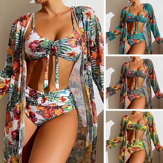 Long blouse split bikinis
