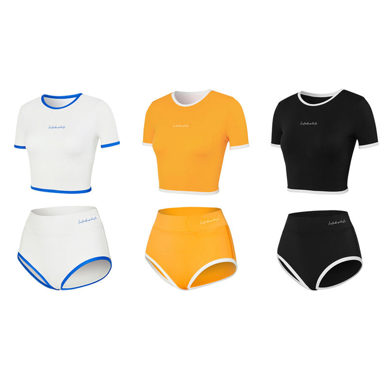 Conservative split high waist triangle bikini sets