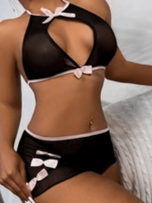 Sexy lingerie mesh split sets