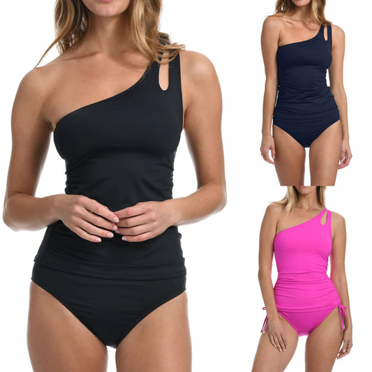 Solid color shoulder bikini sets