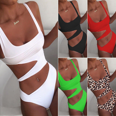 Solid color one-piece bikinis