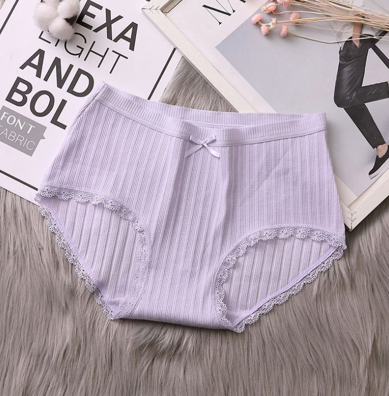 Mid-waist ribbed cotton underwear