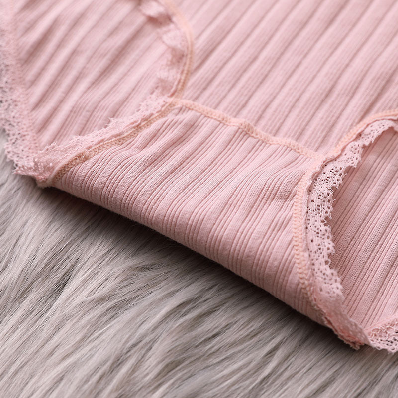 Mid-waist ribbed cotton underwear