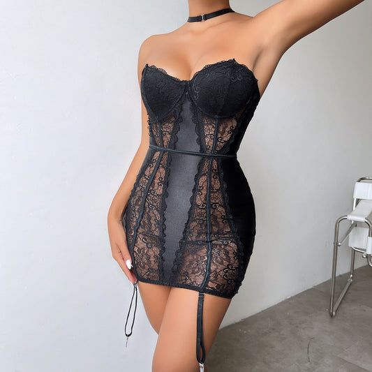 Push-up chest-wrapped halter lingerie jumpsuits