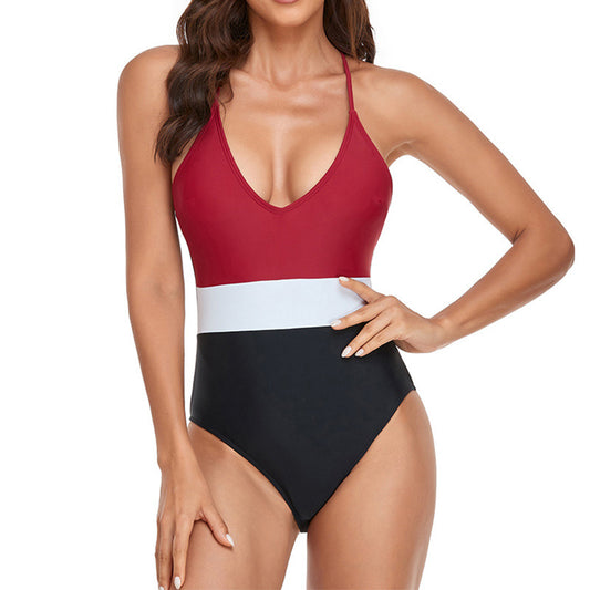 Solid color one-piece bikinis