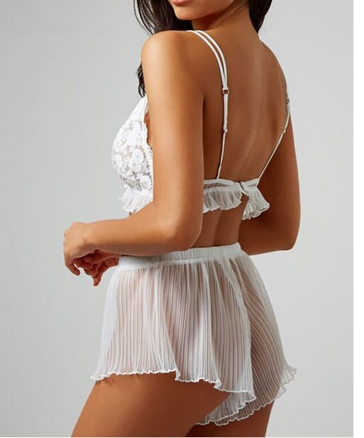 Leopard print lace three-point lingerie
