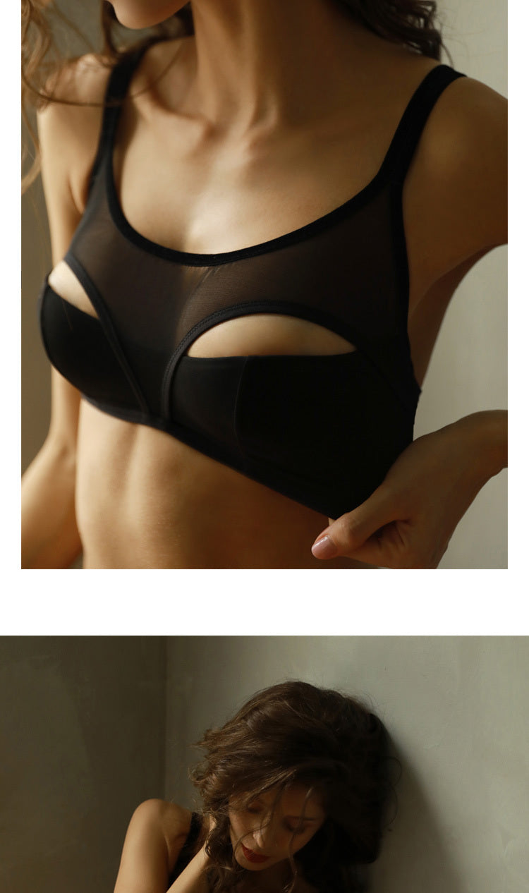 No rim lace black bra
