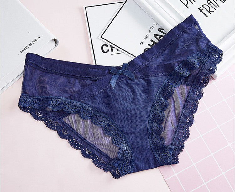 Seamless lace underwear with mesh cutouts