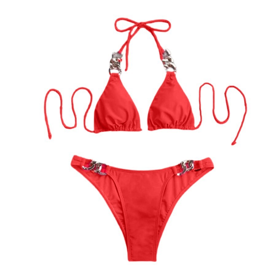 Glamorous holiday chain push-up split bikinis