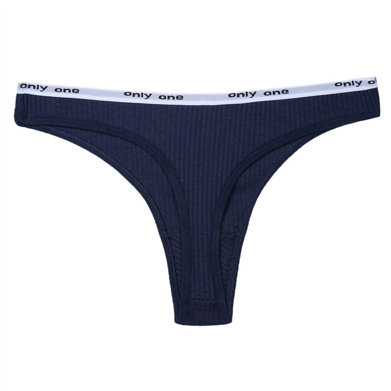 Soft threaded cotton thong panties