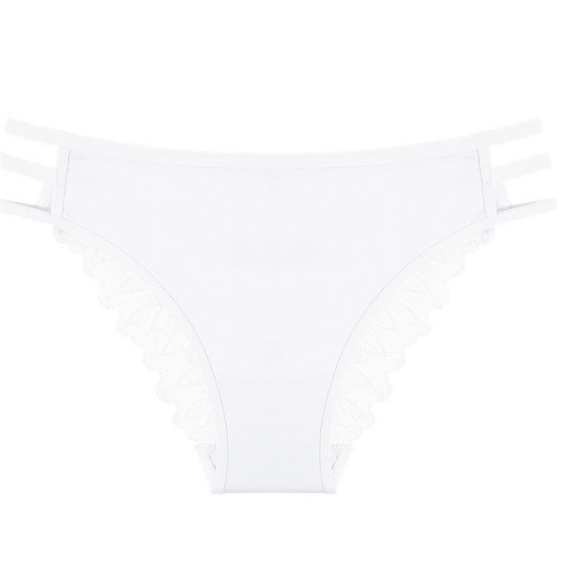 Low-waist lace cotton underwear with delicate stitching