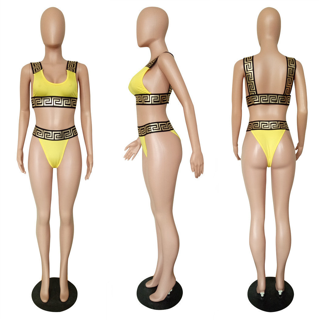 Pattern printed two-piece bikinis