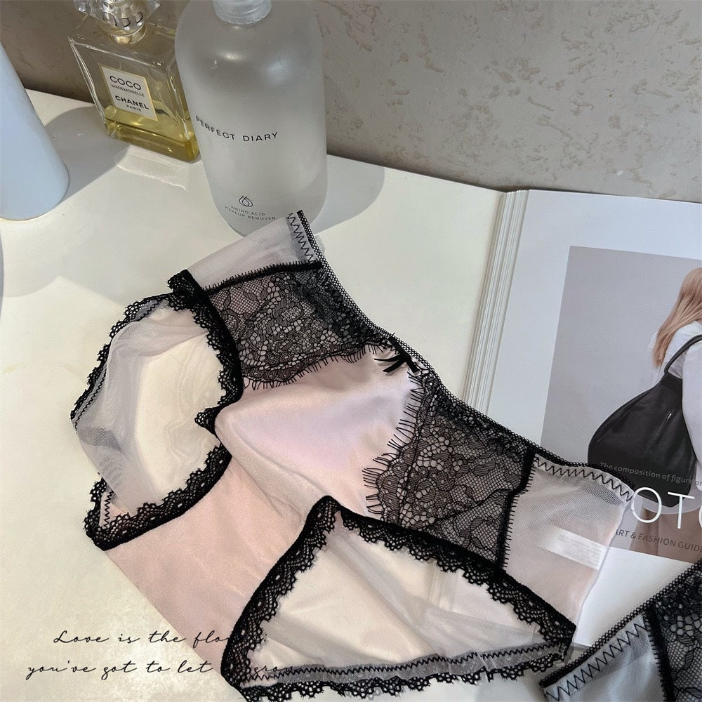 Retro luxury lace satin breathable underwear