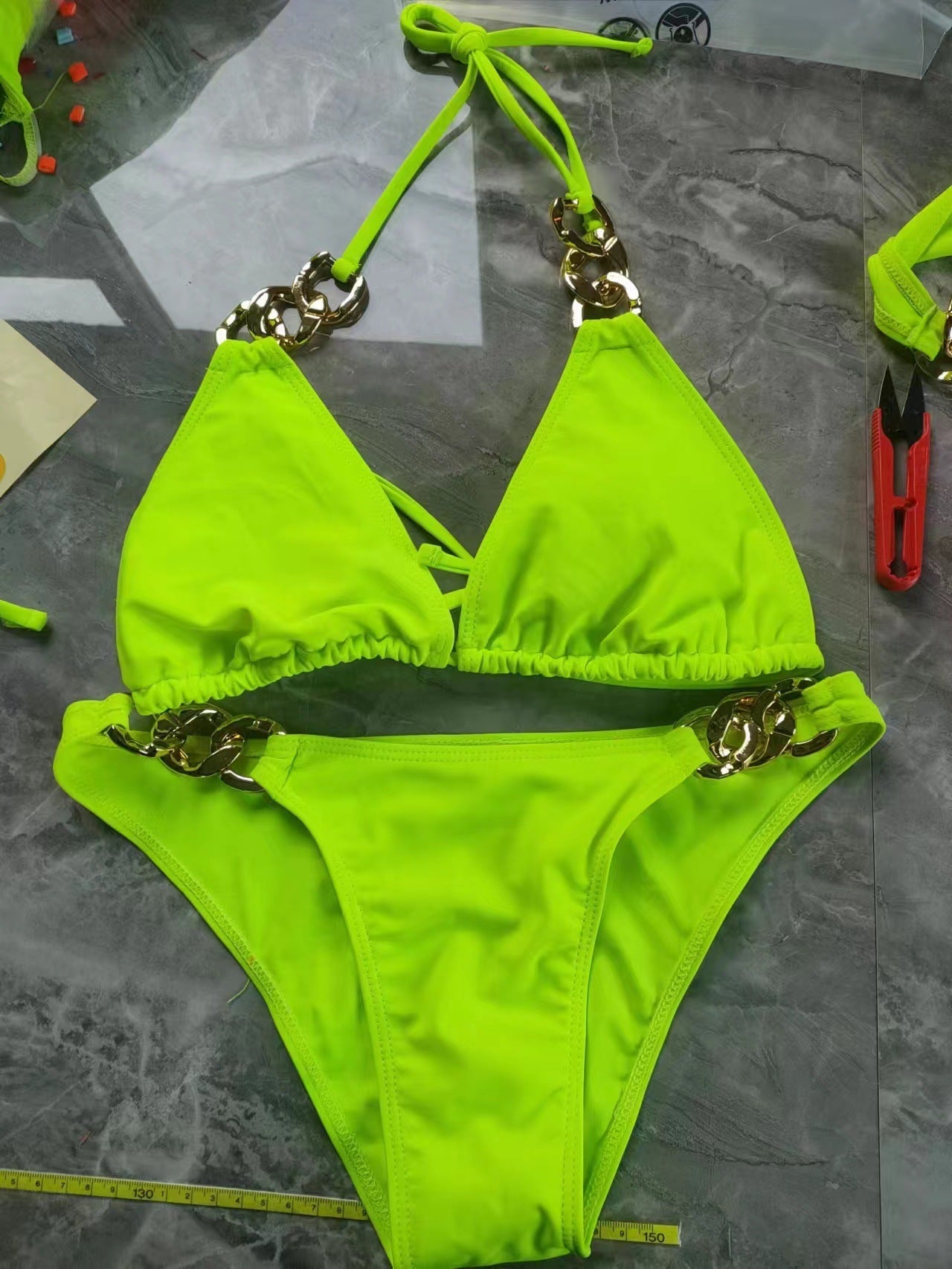 Glamorous holiday chain push-up split bikinis