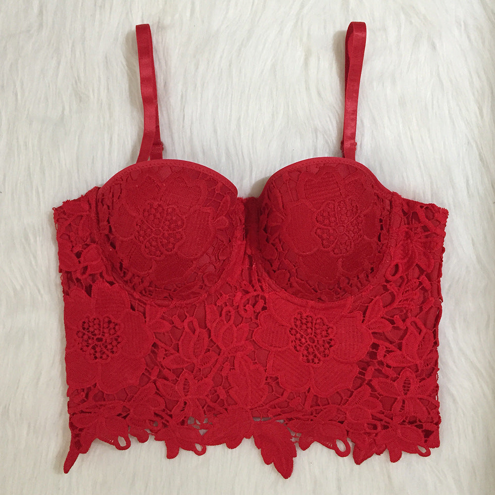 Lace cropped slim sling bra