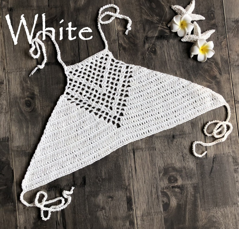 Sensual hand-crocheted halter neck bikinis