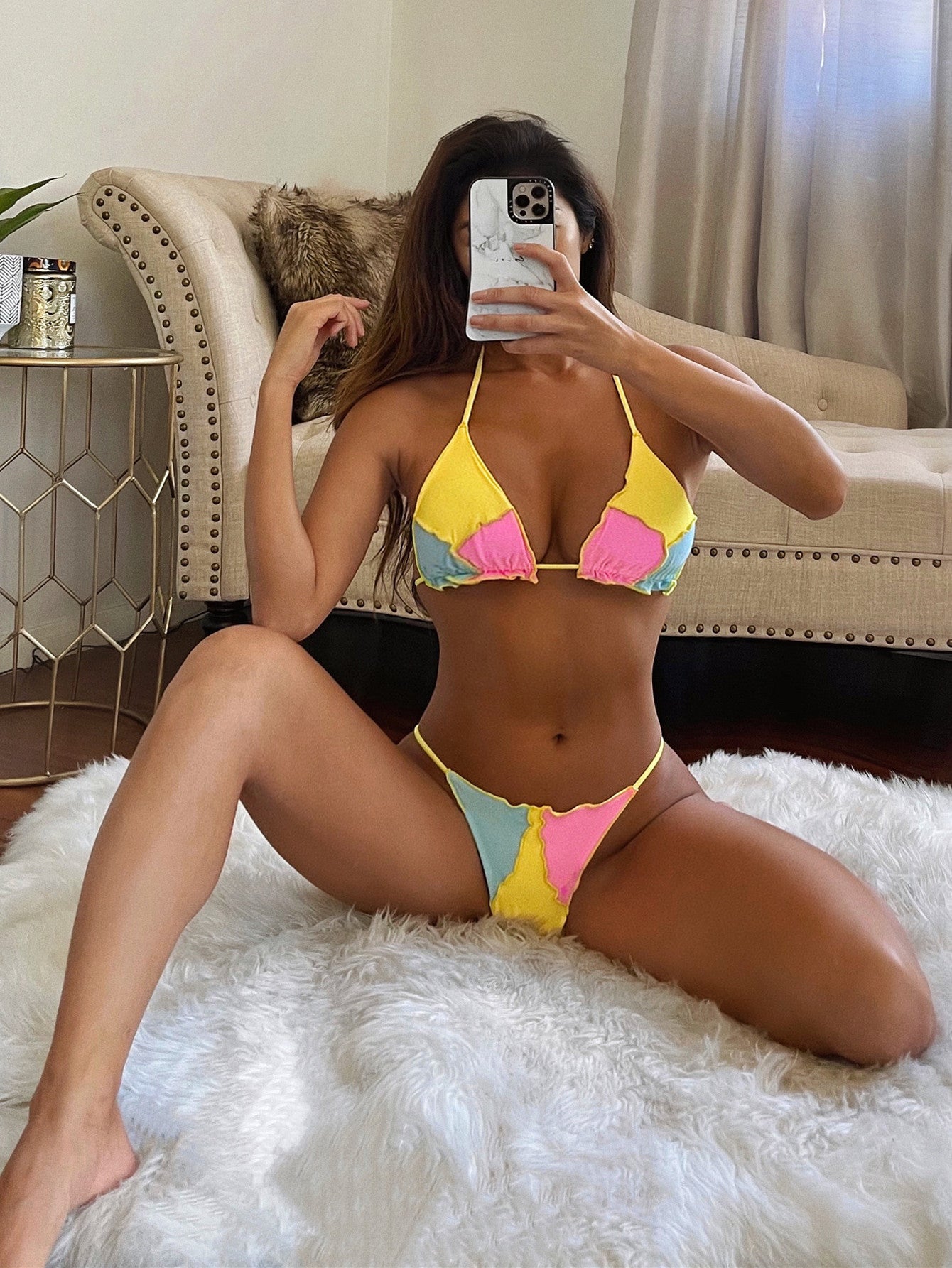 Split stitching bikini sets