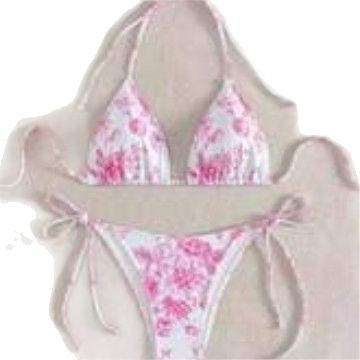 Seductive ink-painted halter lace-up bikinis