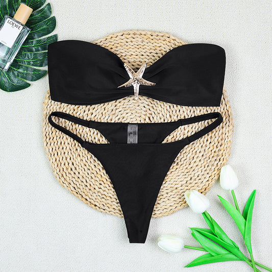 Tube top backless low waist bikini sets