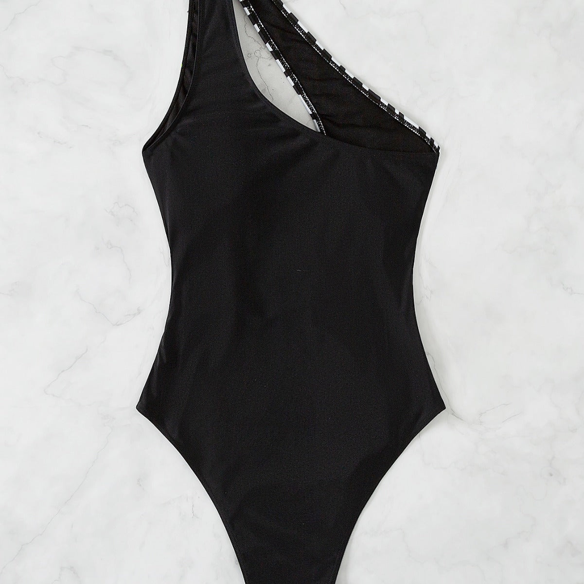 Single shoulder zebra patchwork bikini sets