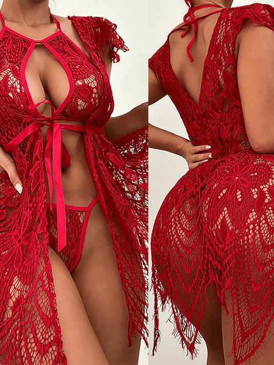 Lace three-point see-through temptation lingerie suits