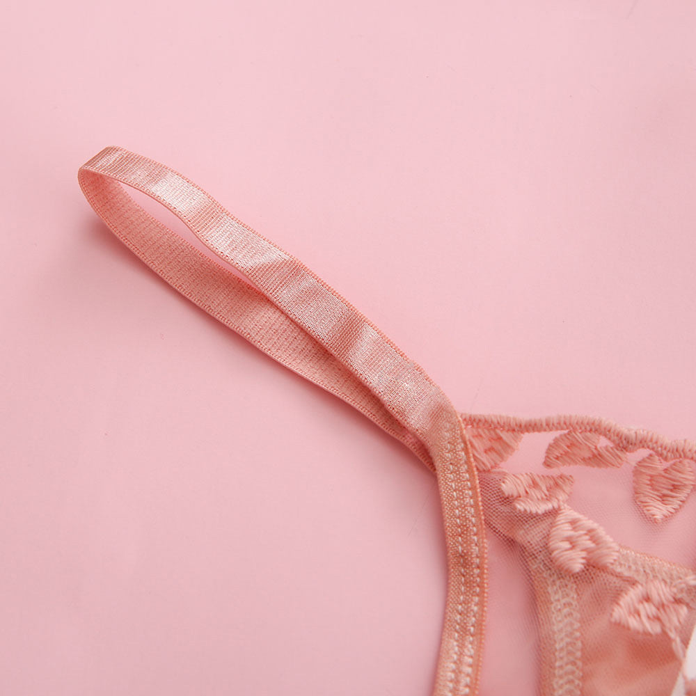 Three-piece lingerie sets with lace embroidery