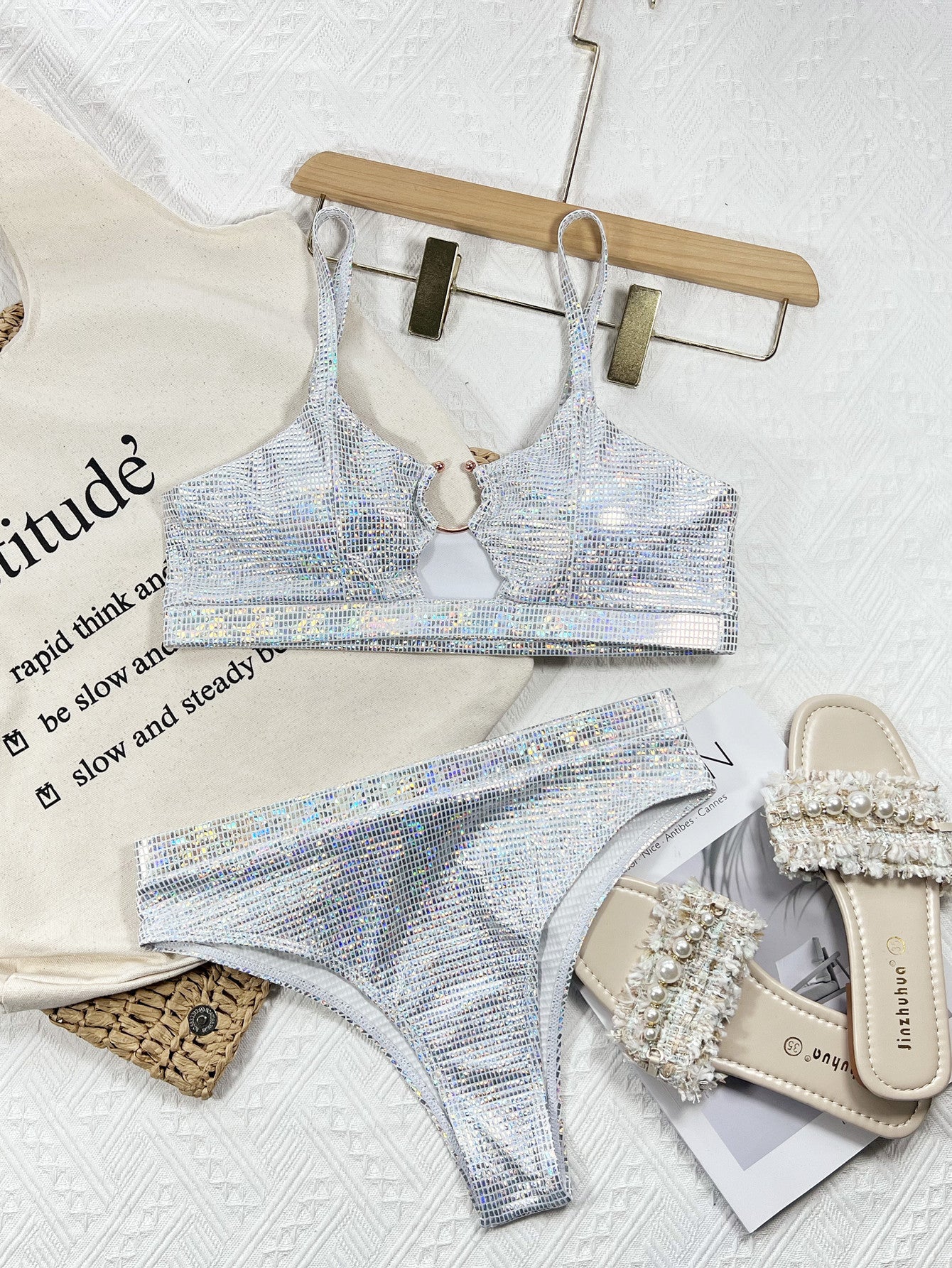 Radiant solid-color separated bikinis