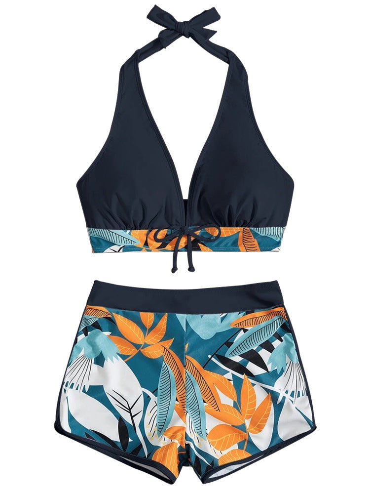 Seductive printed split boxer bikinis