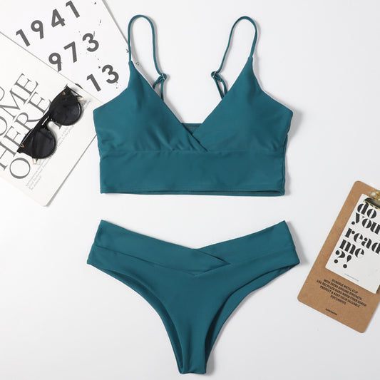 Solid color split bikinis