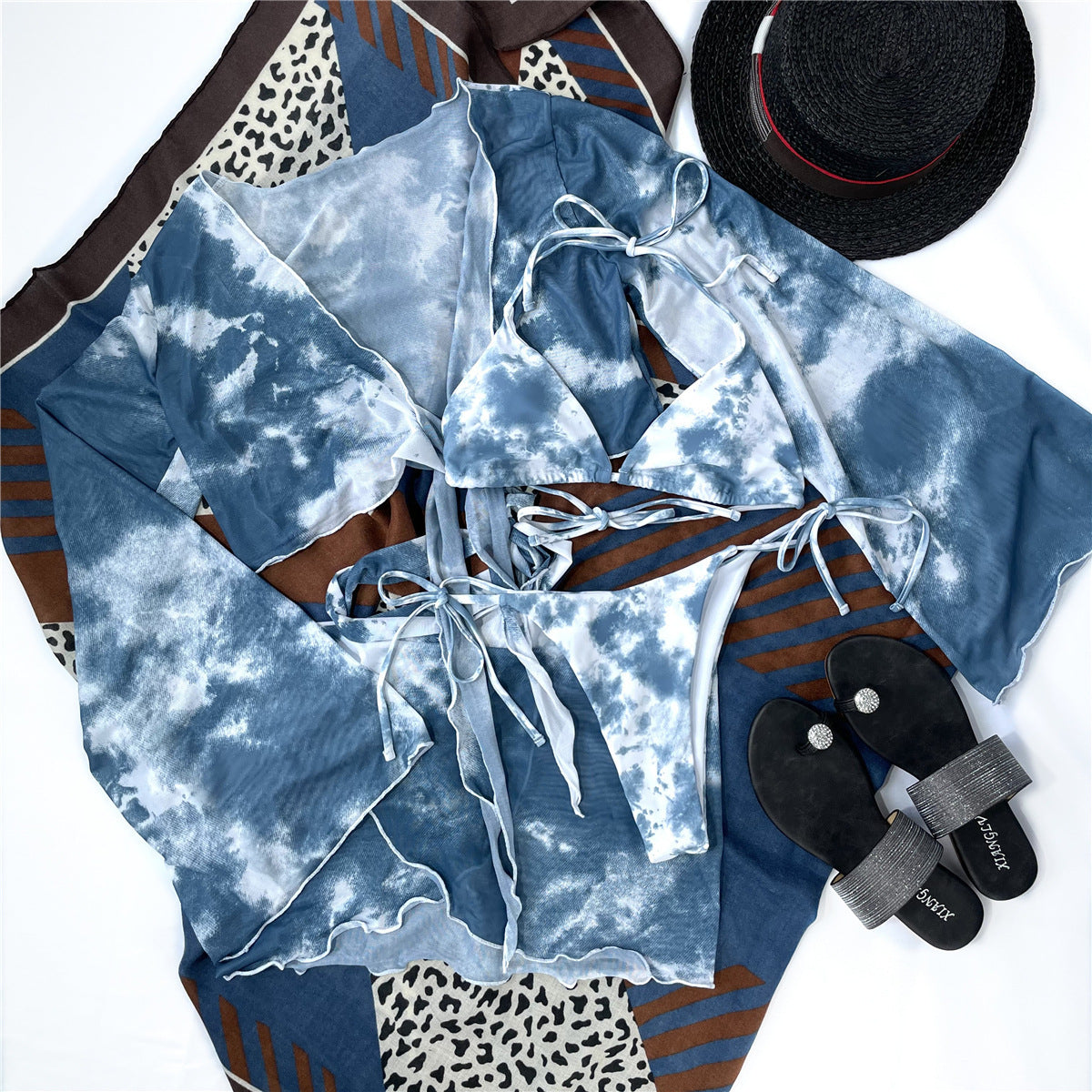 Seductive tie-dye four-piece bikinis