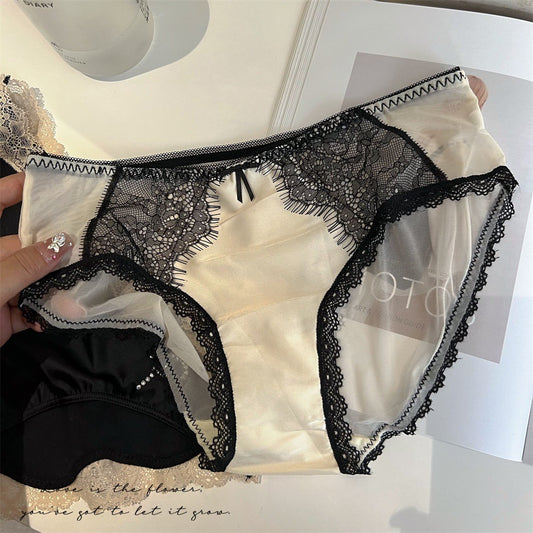 Retro luxury lace satin breathable underwear