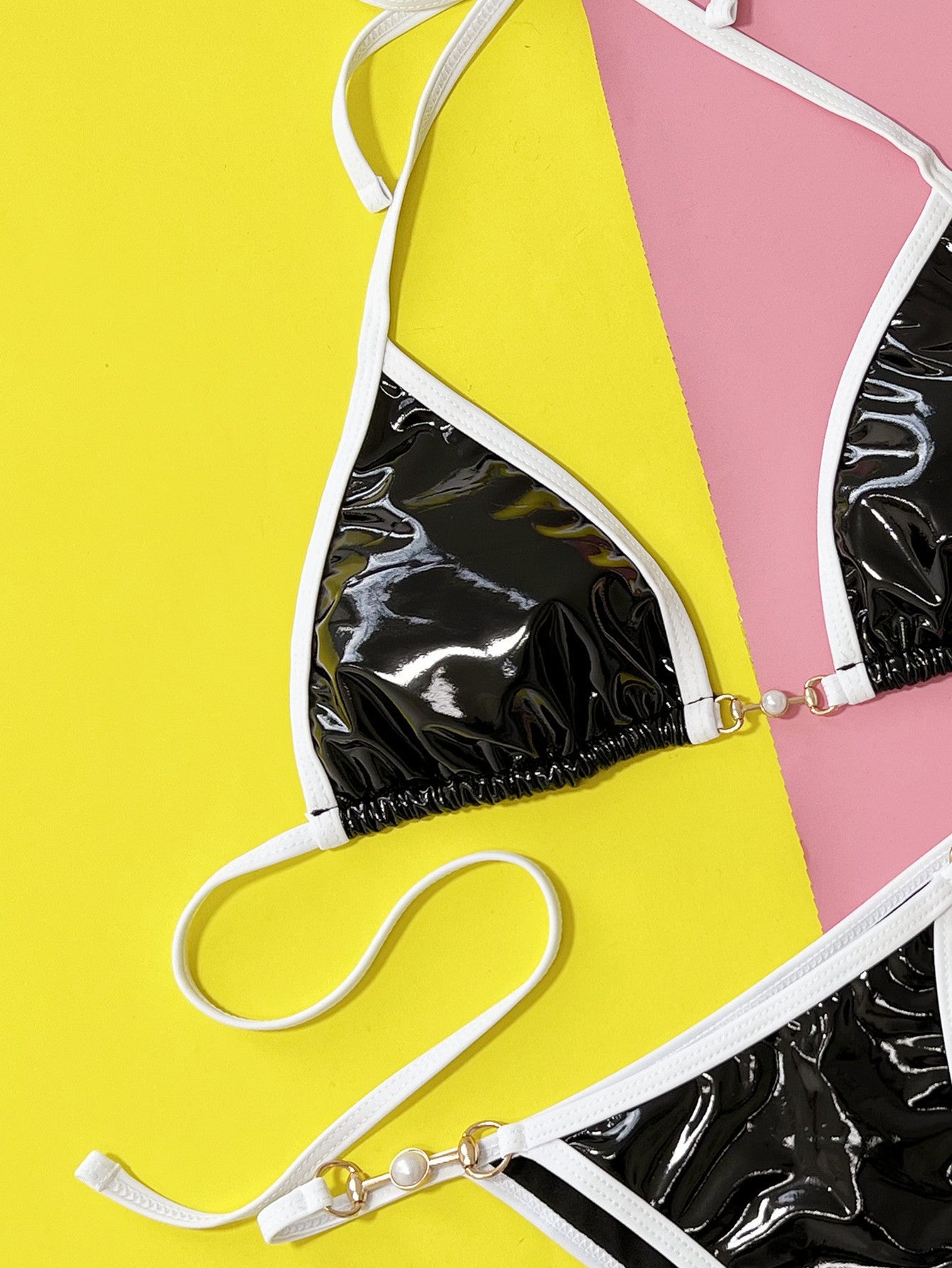 Solid color triangle bag split bikini sets